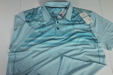 Tommy Bahama Polo Shirt Hibiscus Horizon Turquoise Blue ST226102 Large L