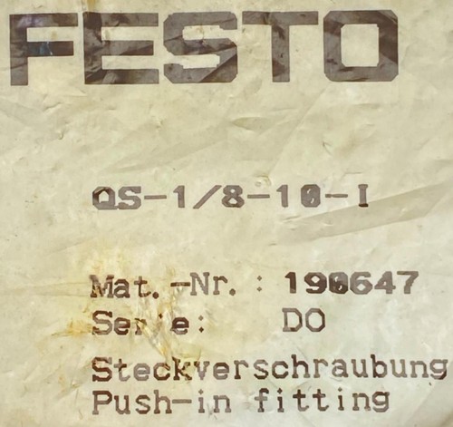 FESTO QS-1/8-10-1 Air Connector (Pack of 10) (NEW) - Picture 2 of 3