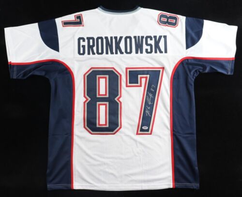 Rob Gronkowski Signed New England Patriots Jersey (PSA) 4xSuper Bowl Champ / T.E