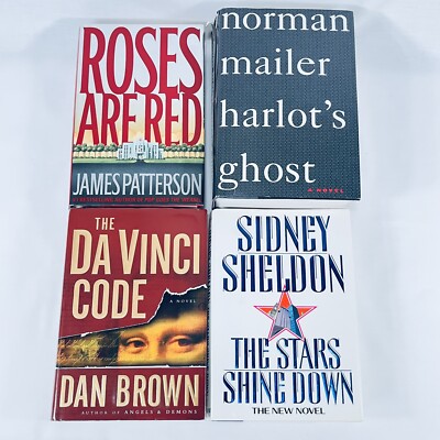 4 HC Books The Da Vinci Code Harlot's Ghost Roses Are Red The Stars Shine Down