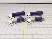 4x Blue ARTICULATED CONTAINER Trucks Airport GSE Vehicles 1:200 Scale Diorama
