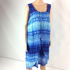Ny Collection Size 1X Womens Midi Dress Shift Scoop Neck Sleeveless Front Tulip