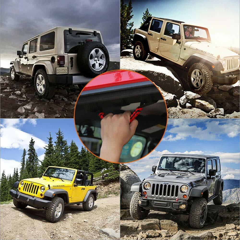 Savadicar 4 X Roll Bar Grab Handles Grip Handle For Jeep Wrangler CJ YJ TJ JK JKU JL JLU & Gladiator JT 1955-2023, Interior Accessories, Black & Red In | Whizz Grab Handles - Foto 9