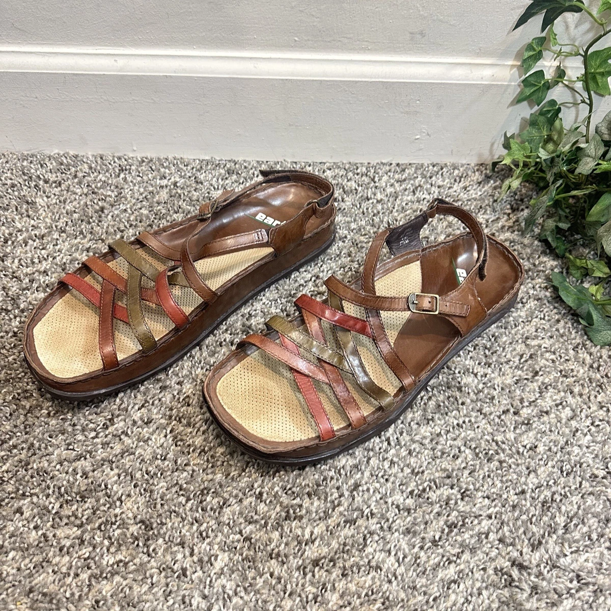 Earth Kalso Womens Oasis Open Toe Sandals Slingback Leather Strappy Size 9.5 B