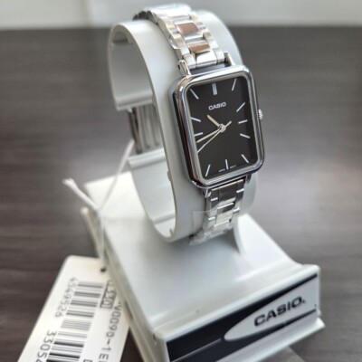 CASIO Round Square Black Metal band Women Watch Original New LTP