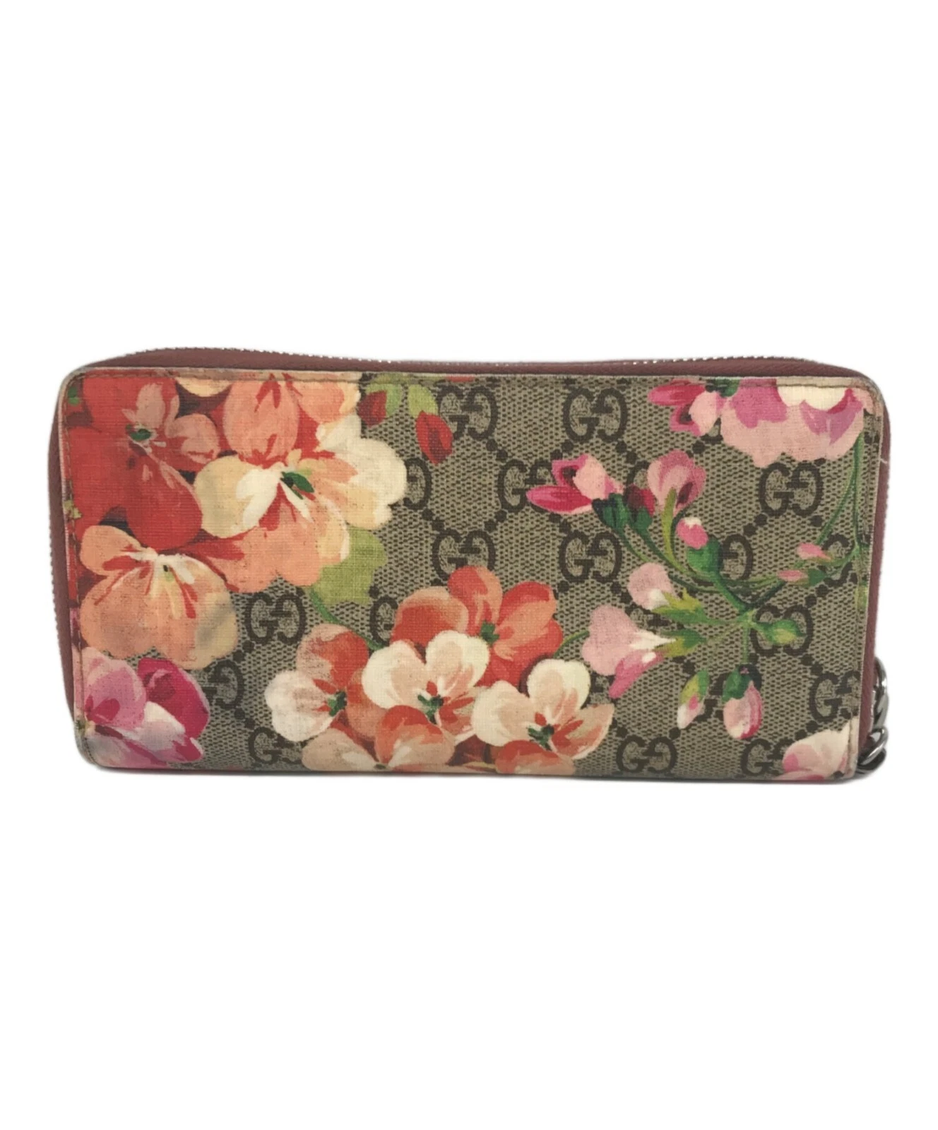 Portafoglio lungo originale Gucci marrone GG PVC fiori stampa floreale portamonete 410076