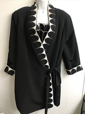 Valentino Intimo Vintage Rap Tunic Jacket And Camisole Black Silk White Trim M
