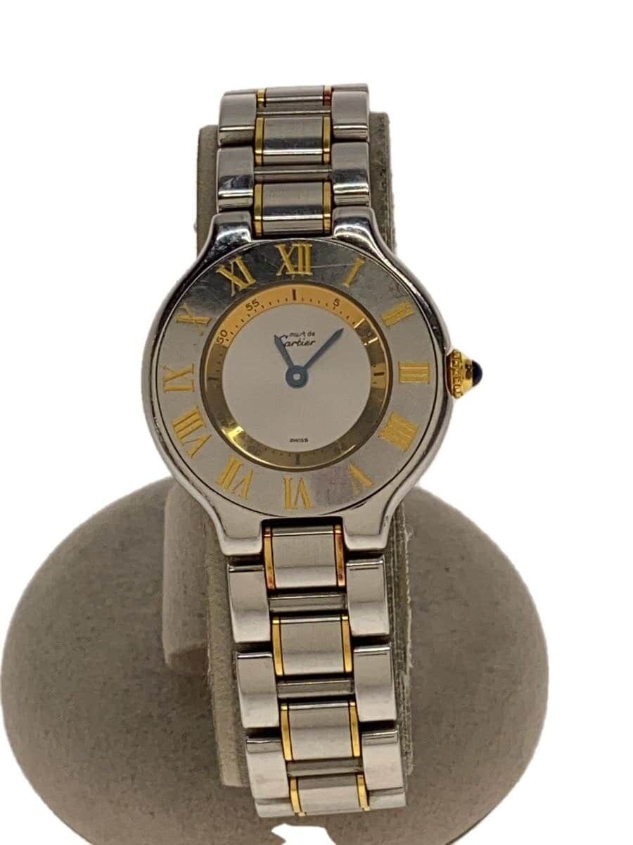 Cartier Womens Must 21 Vantian 1340 Quartz Watch Analog Silver 