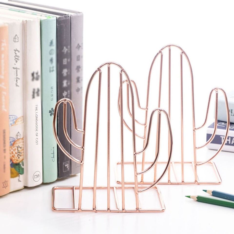 Cactus Decor Bookends Decorative Unique Stand Shelf Desktop Bookshelf