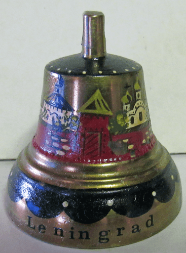 Vintage Messing Handglocke Leningrad CCCP russische UdSSR 2 Zoll groß