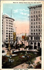 Winnipeg Manitoba Main St Looking S from City Hall Postcard 1921 Slogan Cancel