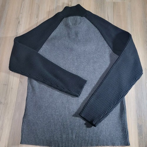 Vintage Nautica Mens XL Ribbed 1/4 Zip Cotton Pullover Black And Gray Sweater - Picture 7 of 7