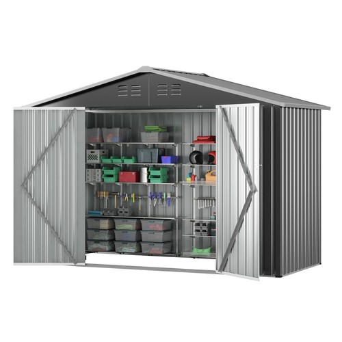 9 x 4 ft. Outdoor Metal Storage Shed, Galvanized Steel Shed with Lockable Doors - Picture 11 of 11
