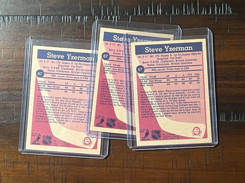 3 CARDS LOT - ALL 1984-85 OPC STEVE YZERMAN ROOKIE #67 DETROIT RED WINGS EX - Picture 6 of 6
