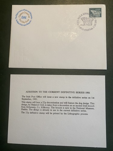 A1 IRELAND STAMPS FDC Additions to the Gerl Definitive series 1/09/1981