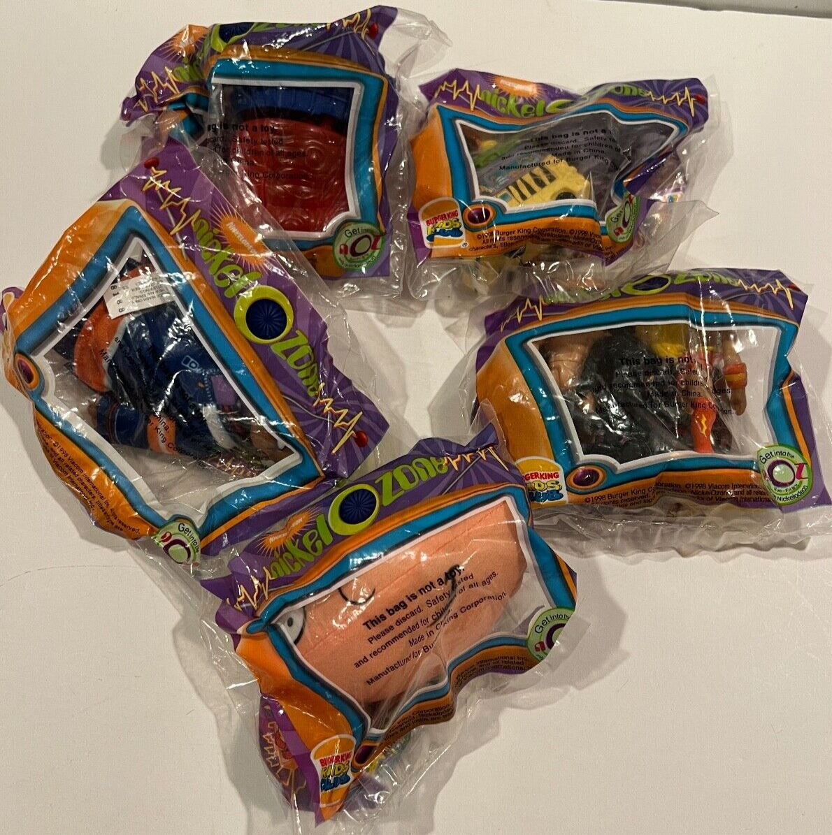 1998 Nickelodeon NICKEL-O-ZONE (Complete SET of 5 Toys) by Burger