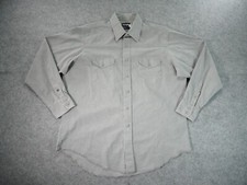 Vintage Wrangler Brushpopper Shirt Mens 17.5-35 Gray Long Sleeve Western