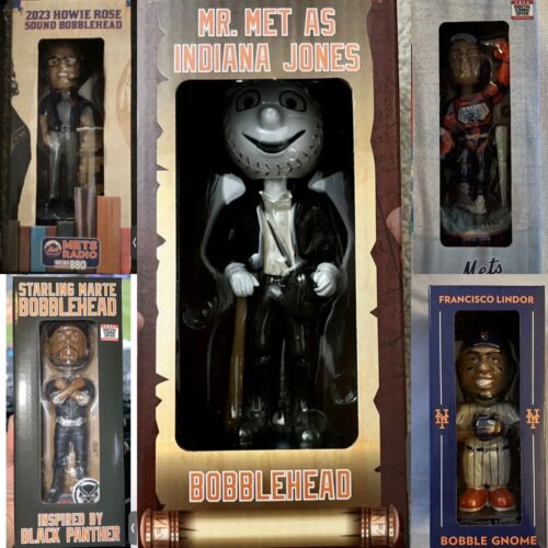 NY METS 5 BOBBLEHEAD SET SGA MR MET FRANCISCO LINDOR PETE ALONSO MARTE HOWIE ROS - Picture 2 of 15