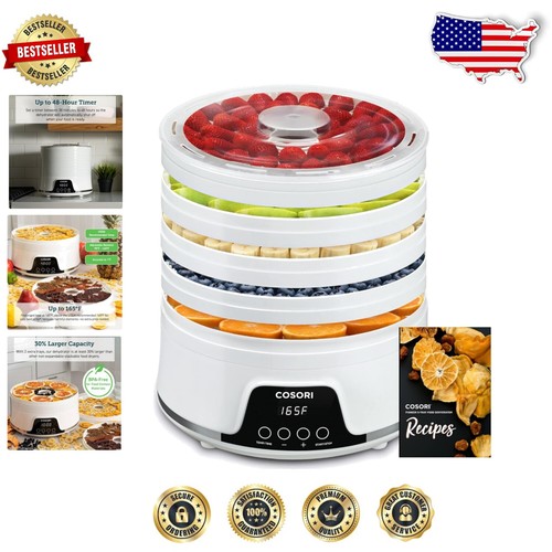 Whisper-Quiet 5-Tray Food Dehydrator - 350W Safe & Efficient for Healthy Snacks