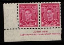 Australia 1937 1938 1949 1/4 magenta King George VI SG175 MNH Ash Imprint pair