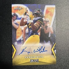 Ka’Raun White West Virginia 2018 NFL Leaf Draft Rookie Auto Card Gold BA-KRW B4