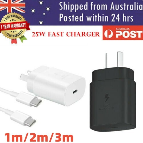 25W Super Fast Charger Cable And Plug USB-C For Samsung S20 S21 S22 S23 Ultra 5G - Picture 1 of 14