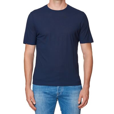 Kiton KIRED ''Baciomc'' Navy Blue Exclusive Crepe Cotton Short Sleeve T-Shirt XS