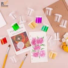 , 100 Pack Mini Plastic Painting Cups with Lids Paint Container Pots Clear Pa...