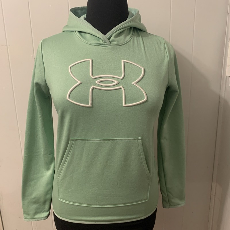Under Armour Green Fleece Pullover Hoodie Small Logo Pockets Hood Loose Fit