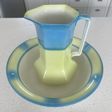 Antique Alfred Meakin China Pitcher & Bowl Sol Wash Basin Set Collectible