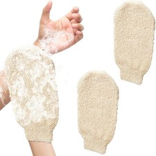 2 Pcs Bamboo Fiber Exfoliating Gloves for Bath, Shower  Body Scrubbing