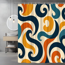 Colorful Abstract Wave Pattern Shower Curtain for Modern Decor