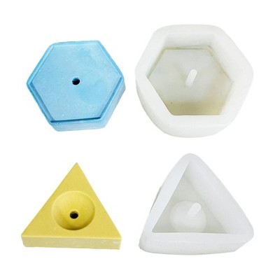 Geometric Hexagon Triangular Shape Silicone Molds with Hole for Epoxy Resin