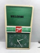 Vintage 7 Up Hanging Wall Clock Menu Board Sign Advertisement. Everbrite Signs 