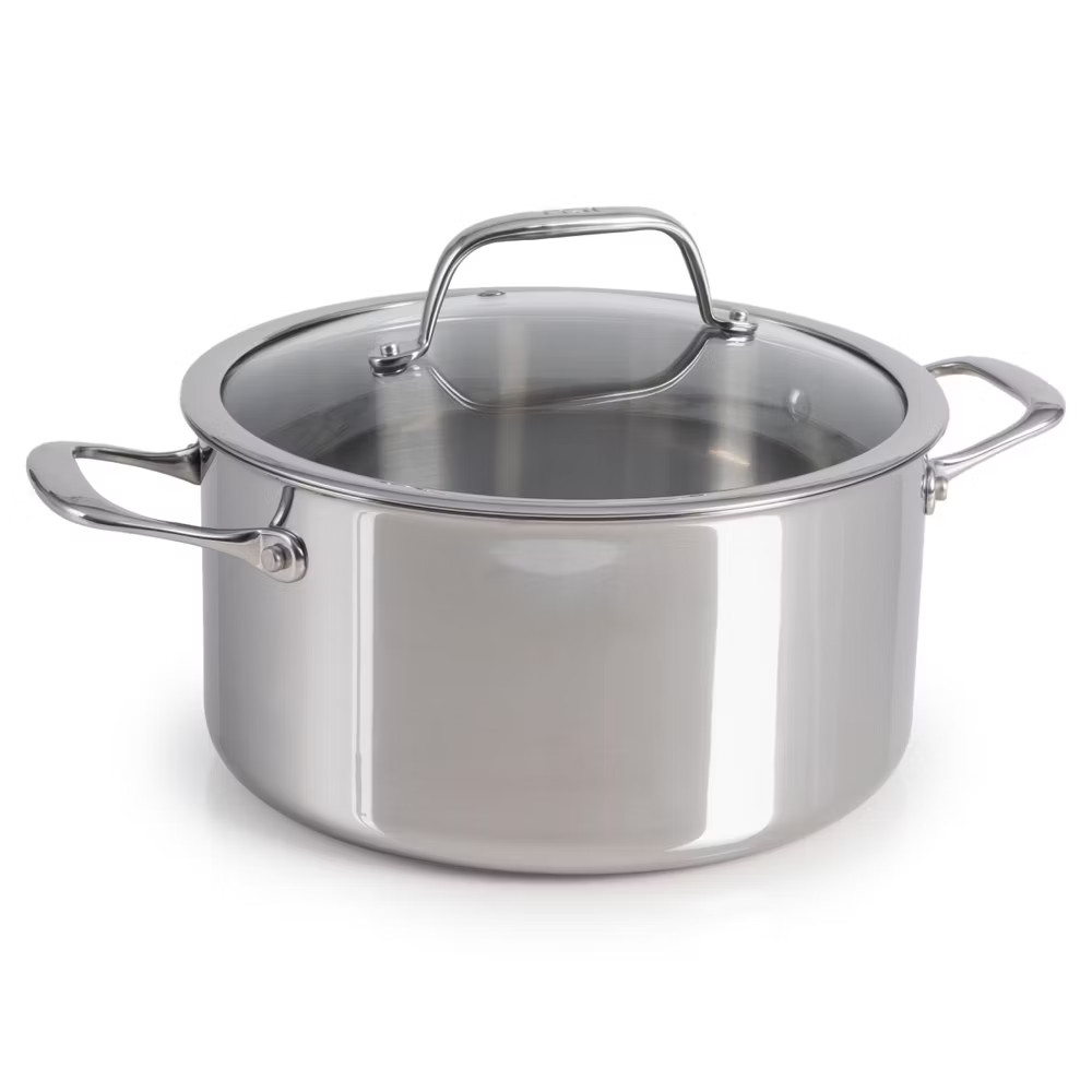 T-fal 6 Quart Stainless Steel Dutch Oven with Lid Pro Tri-Ply Silver 10790₽