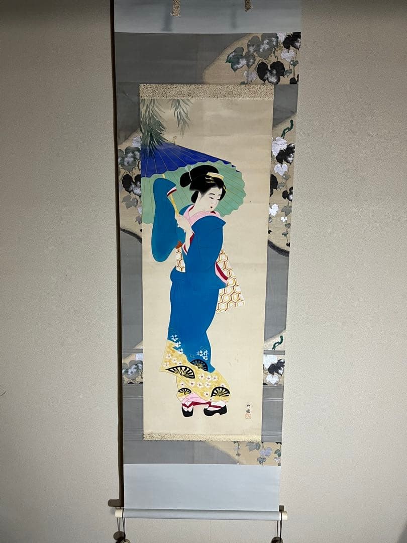 Koen Niwayama Hanging Scroll Beauty Painting Silk Handwritten Art Japan