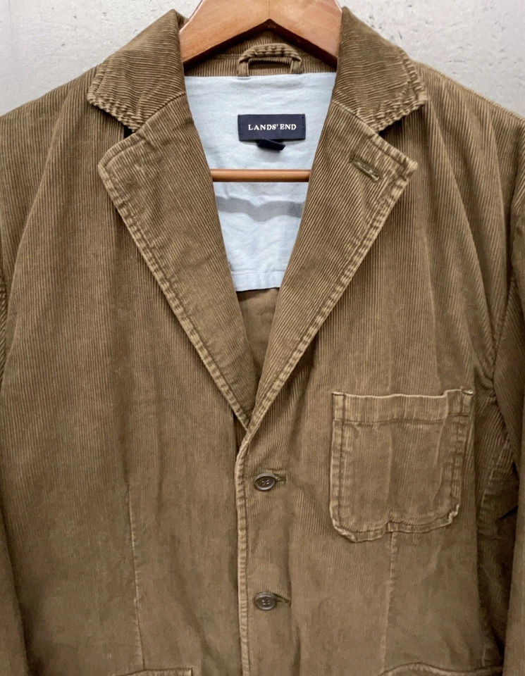 Casaco esportivo Lands End masculino M marrom veludo blazer jaqueta Preppy Academia - Imagem 2 de 4