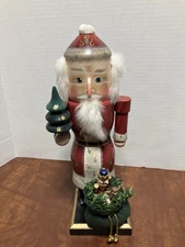 Target Holiday Homecoming Santa Nutcracker GF3 Wood Folk Art Figure w/ Tree 14”