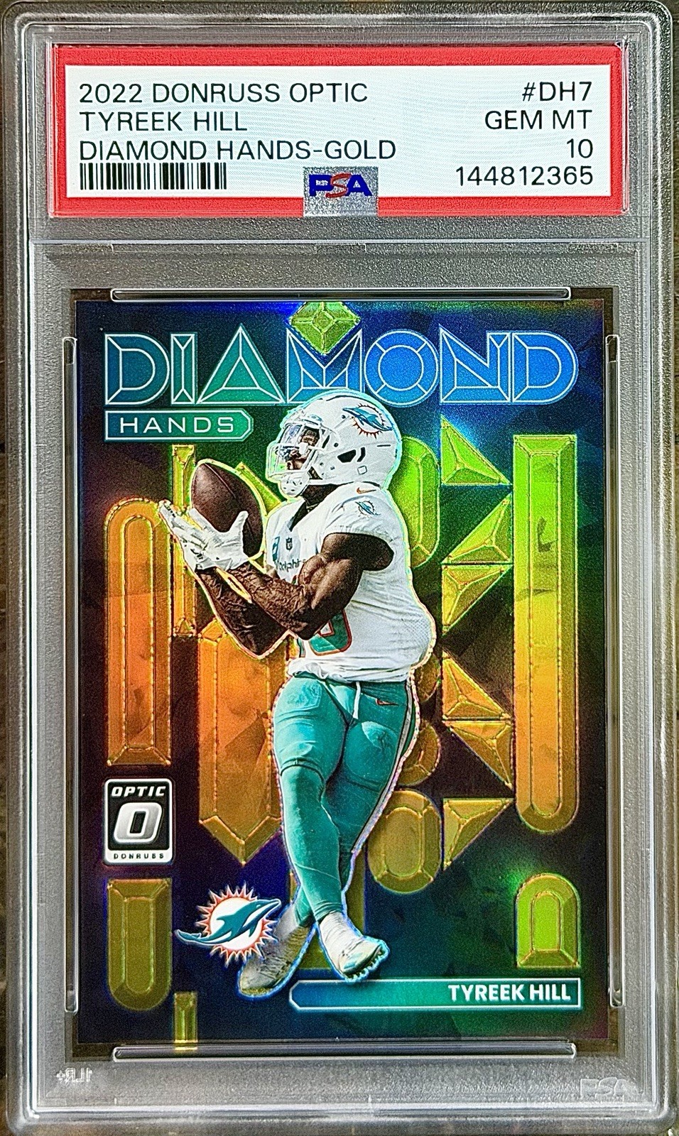 Tyreek Hill PSA 10 - 2022 Optic Diamond Hands #DH-7 GOLD PRIZM /10 - BOOKEND view 4