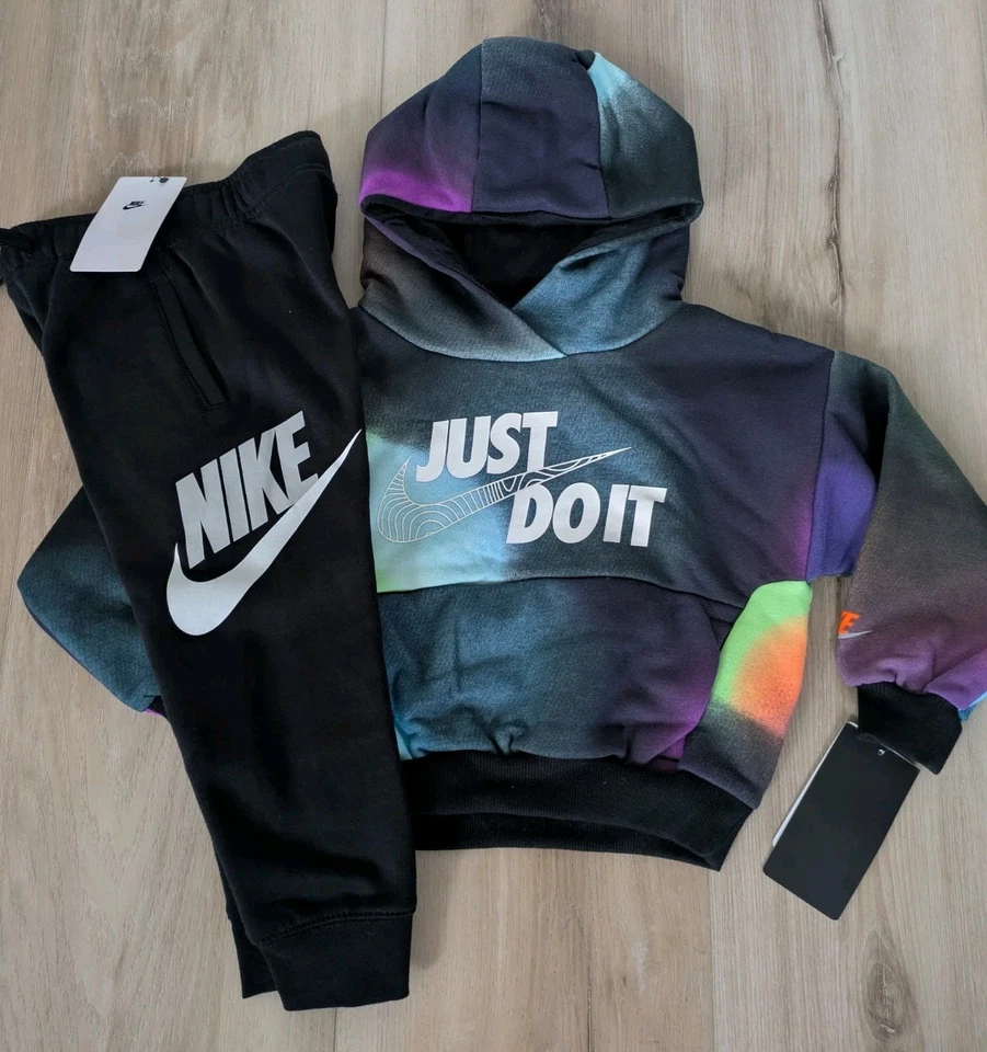 Nike Hoodie & Jogger Pants Set Boys Size 4 NWT Black/Multi Color  - Image 4 of 4
