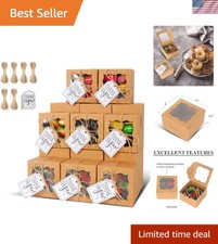 Bakery Boxes with Window 60 Pcs Kraft Paper Gift Box for Pastries Cookies Donuts