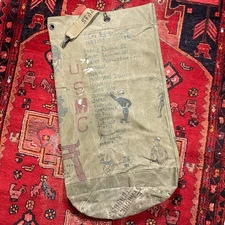 VINTAGE 50s USMC Hand Painted Duffle Bag Canvas US 1st Marine Corps WWII Stencil