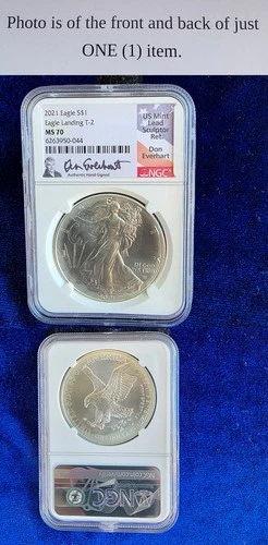 2021 American Silver Eagle $1 NGC MS70 Type 2 Don Everhart Signed