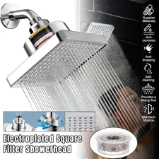 6in Square High Pressure Rain Shower Head Filtered Showerhead Filter Adjustable
