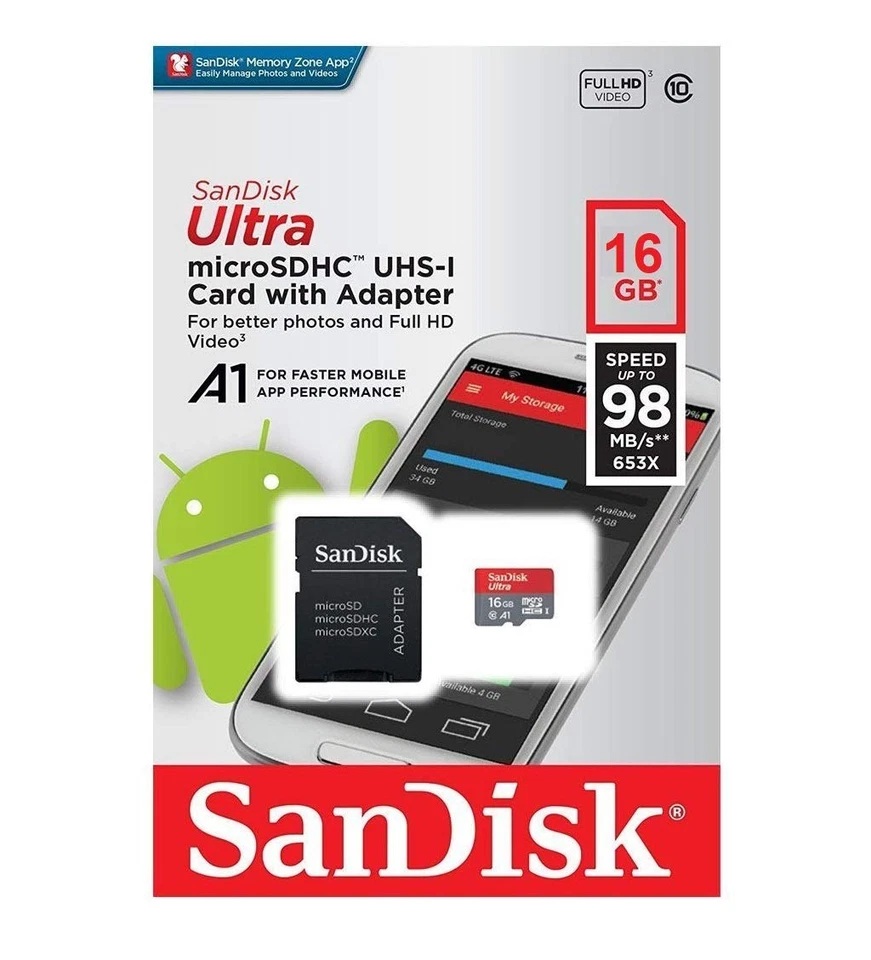 Sandisk Ultra - Flash Memory Card - 16 GB - MicroSDHC UHS-I (SDSQUNC-016G-AN6IA) - Image 4 of 4