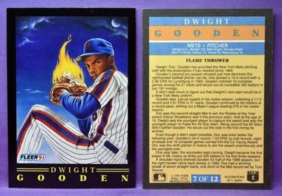 Dwight Gooden New York Mets 1991 Fleer Baseball Pro-Vision Art Card Insert #7