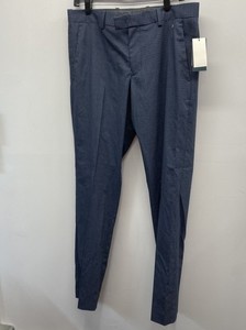Perry Ellis Men's Blue Very Slim Fit Stretch Micro Check Dress Pants 32x32 NWT