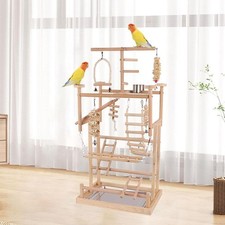 Pet Parrot Playstand Parrot Perch Stand Climb Exercise Stand Wooden Toy Cage