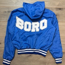 Vintage 80s 90s Holloway Blue "BORO" Pullover Hooded Windbreaker Jacket 1/4 Zip