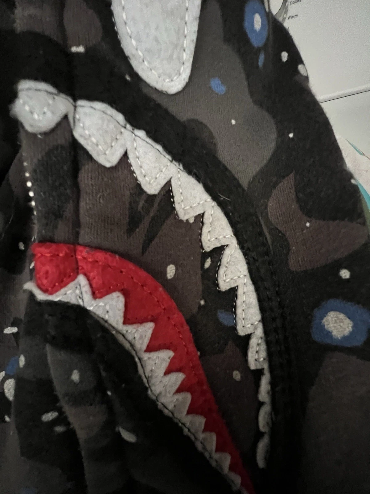 A Bathing Ape Bape Shark Camo Jacket Black Size SML Full zip Nice!! - product detail image 14